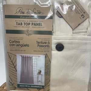 PARK B. SMITH NWT Eco Twill Chambray Tab Top Curtain Panel 40 inches x 84 inches